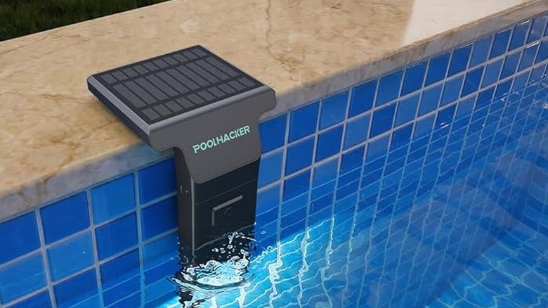The Poolhacker YC066 solar pool light installed in a swimming pool.