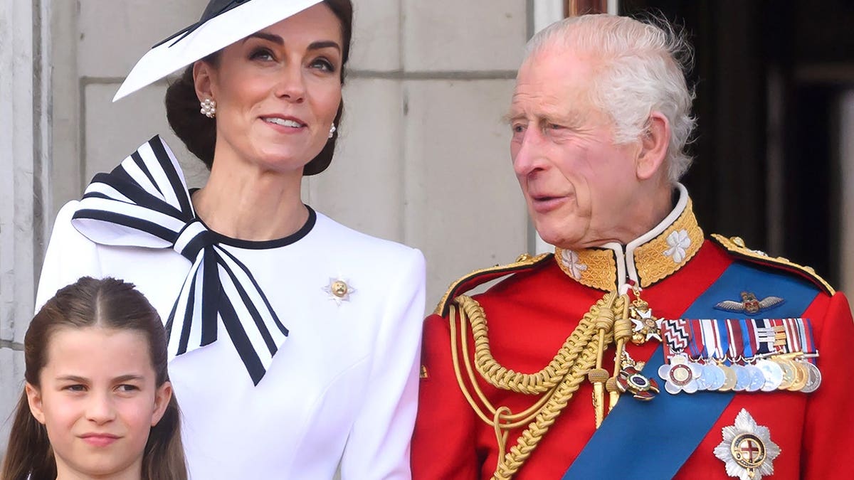 Catherine, Princess of Wales, Princess Charlotte of Wales and King Charles III during Trooping the Colour.