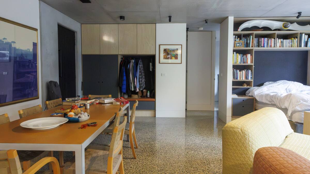 The main living space includes the kitchen, living and dining spaces, and a bedroom. Picture by Keegan Carroll
