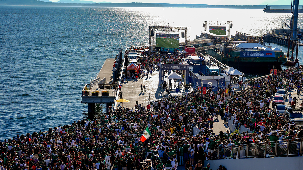 Fifa fans on Seattle waterfront