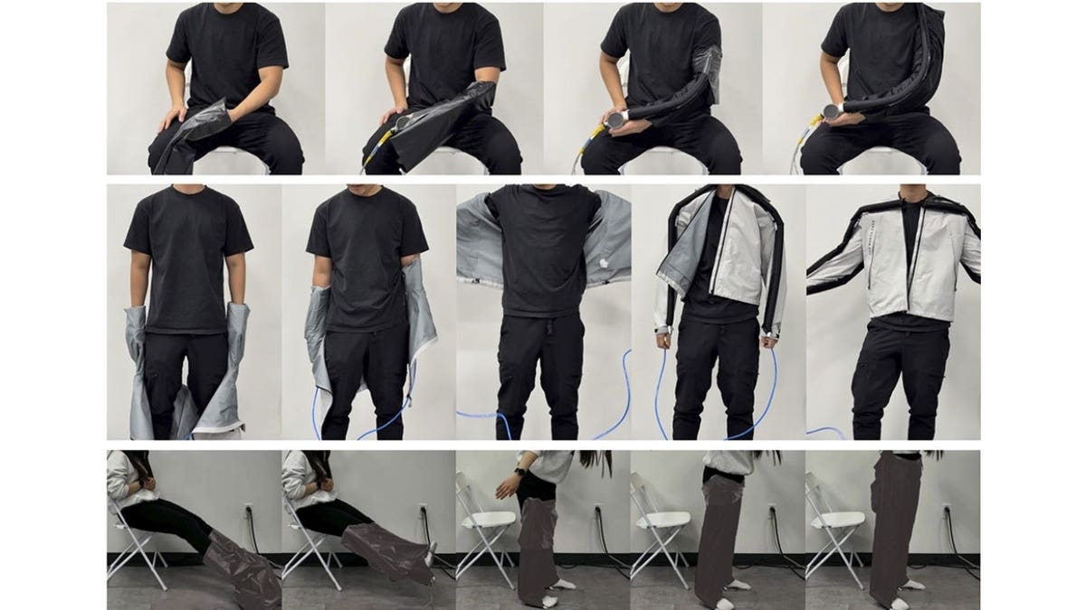 A self dressing clothes system