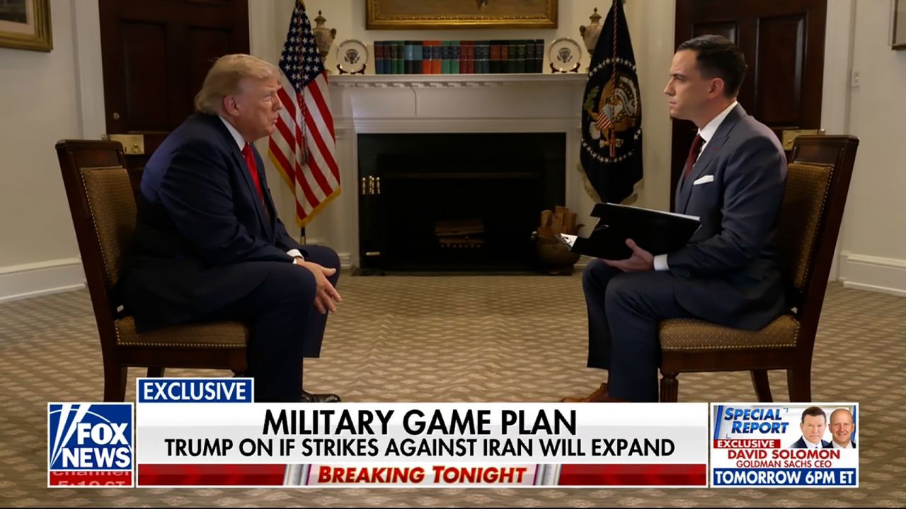 President Donald Trump takes part in an inteview on Fox News on Tuesday, July 14