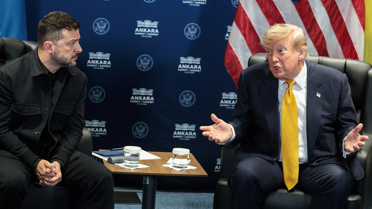U.S. President Donald Trump holds a bilateral meeting with Ukrainian President Volodymyr Zelenskiy alongside the NATO leaders summit at the Bestepe Presidential Compound, in Ankara, Turkey, July 8, 2026.
