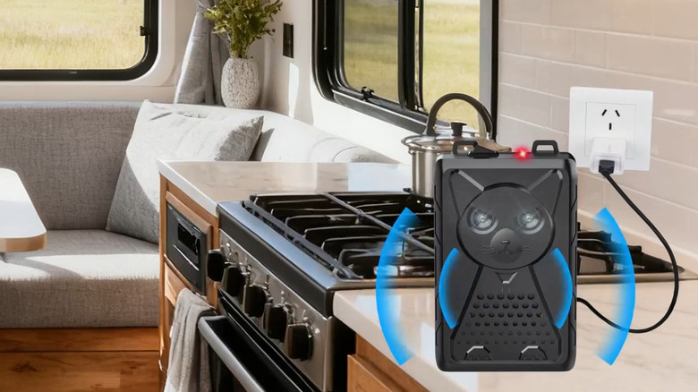 CIIC Ultrasonic Pest Repeller inside an RV kitchen