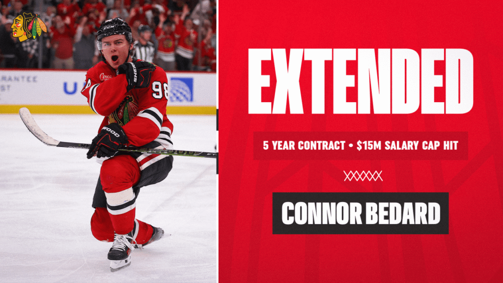 RELEASE: Blackhawks Agree to Terms With Forward Connor Bedard on Five-Year Contract Extension RELEASE: Blackhawks Agree to Terms With Forward Connor Bedard on Five-Year Contract Extension