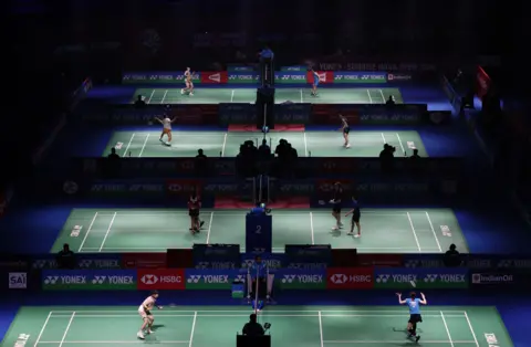 Reuters General view of players in action during round of 32 matches