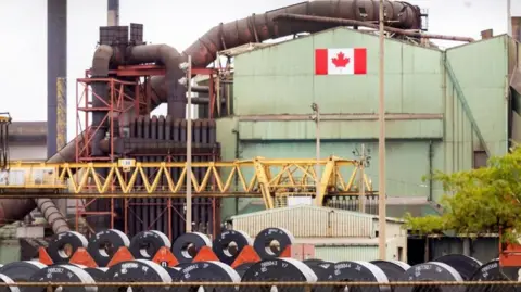 Reuters A Canadian flag visible on the ArcelorMittal Dofasco steel plant in Hamilton.