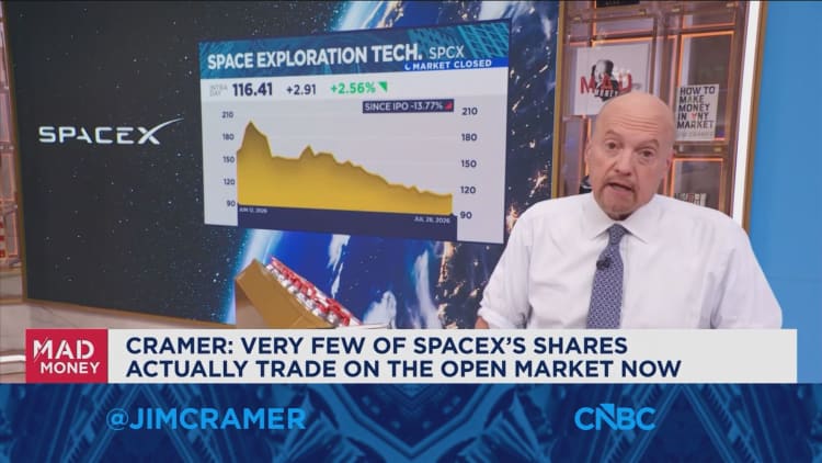 If you want to buy SpaceX, let the first wave of insider selling lockups expire, says Jim Cramer