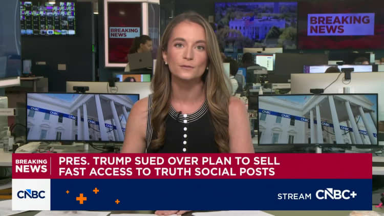 President Trump sued over plan to sell fast access to Truth Social posts