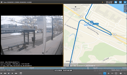 Screengrab has two images, one an overhead shot on someone lying on the ground in a bus shelter, and the other a Google-type map of an area of a city next to a river.
