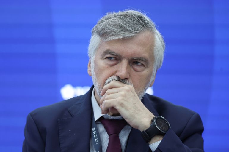 Andrey Klepach, chief economist of VEB.RF, attends a session of the St. Petersburg International Economic Forum