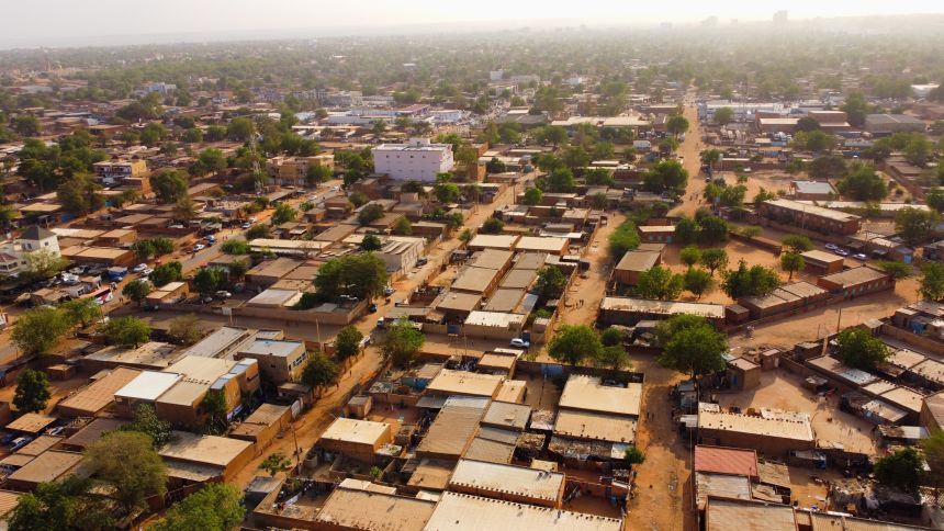 A drone picture shows a suburb following the attack on the international airport in Niamey, Niger January 30, 2026.