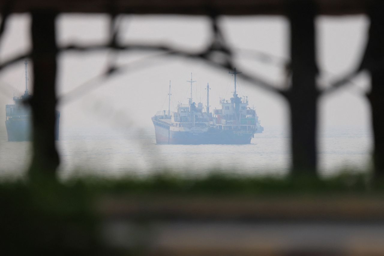 Vessels are seen in the Strait of Hormuz near Bandar Abbas, Iran, on June 30.