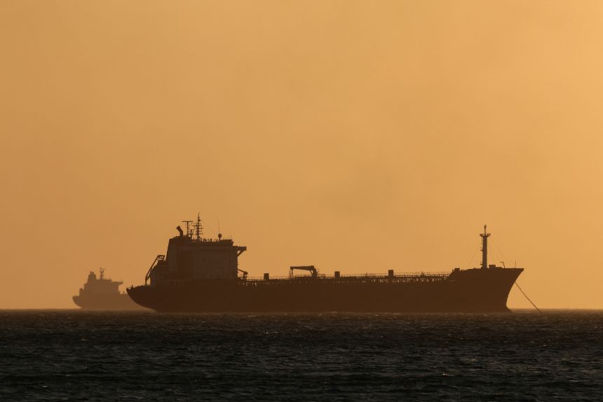 An oil tanker is anchored near the Cardon refinery, part of the Paraguana Refining Center, as years of underinvestment, equipment failures and shortages have hampered fuel production in Venezuela, in Punta Cardon, Venezuela, on May 6, 2026.