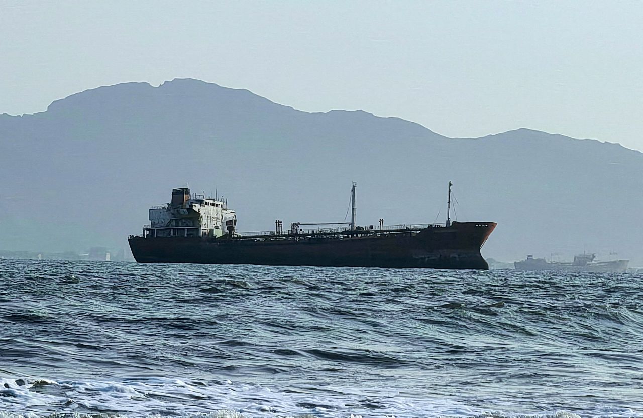 A ship is seen near the port of Aden, where Houthi forces have carried out missile and drone strikes on Saudi oil tankers, in Aden, Yemen, July 23.