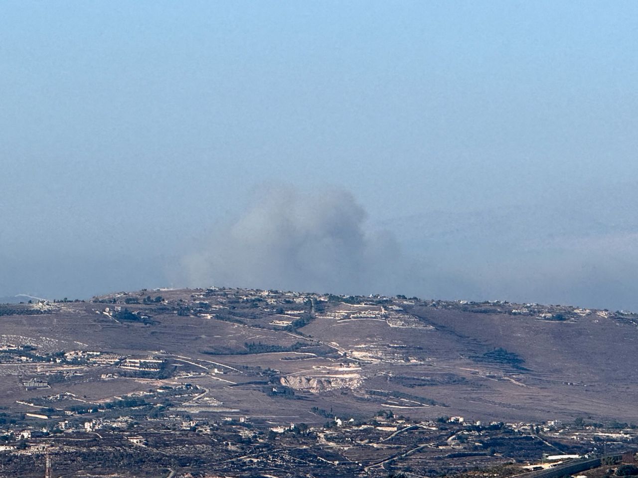 Smoke rises above southern Lebanon, as seen from the Israeli side of the Israel-Lebanon border, in northern Israel on Wednesday.