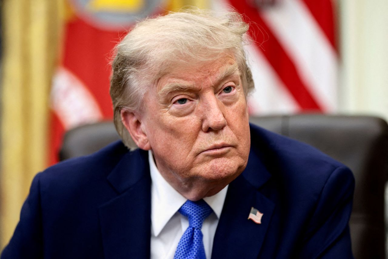 US President Donald Trump in the Oval Office at the White House on August 6.
