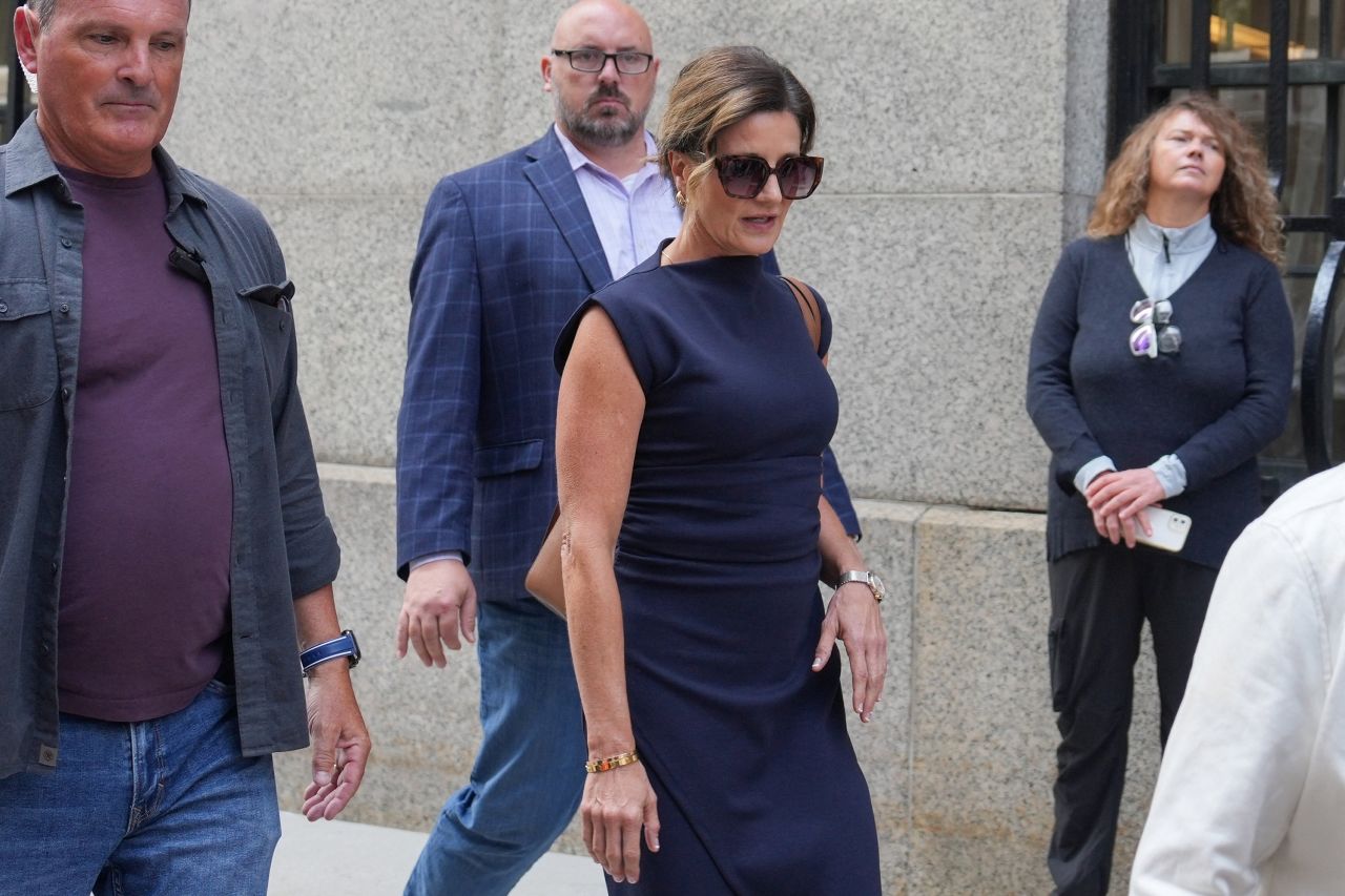 Paulette Thompson, wife of late UnitedHealthcare CEO Brian Thompson, walks outside Manhattan Criminal Court on Friday.
