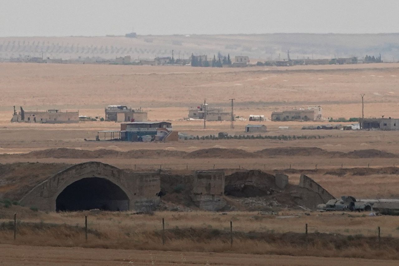 Abu al-Duhur air base is seen in northwestern Syria following an Israeli strike on Tuesday.
