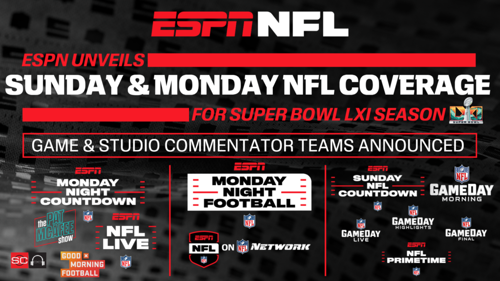ESPN Unveils Sunday & Monday NFL Coverage for Super Bowl LXI Season
