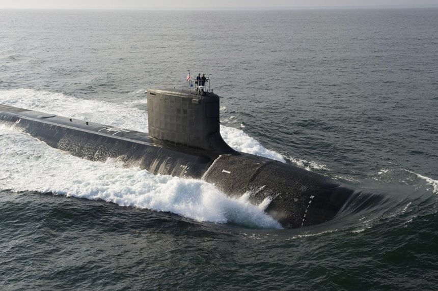 The Virginia-class USS North Dakota (SSN 784) submarine is seen during bravo sea trials in this U.S. Navy handout picture taken in the Atlantic Ocean August 18, 2013. The Navy commissioned its newest attack submarine North Dakota, during a ceremony October 25, 2014, at Submarine Base New London in Groton, Connecticut, defense officials announced.