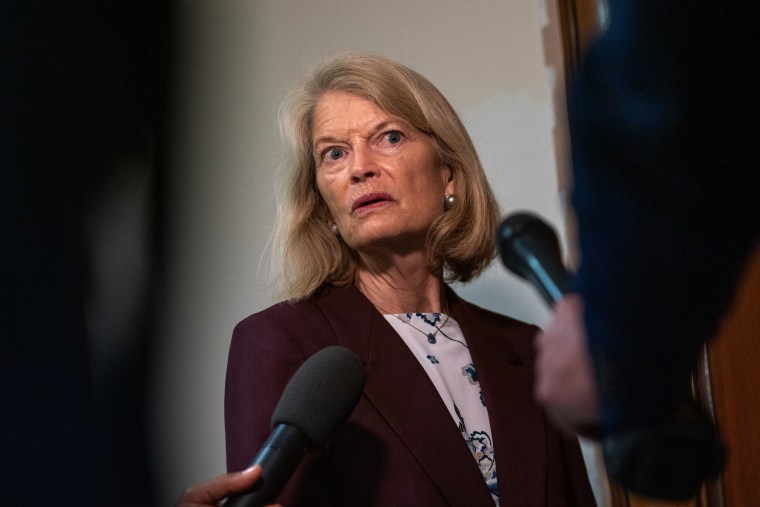 Sen. Lisa Murkowski, R-Alaska, speaks on Capitol Hill on Oct. 9, 2025.