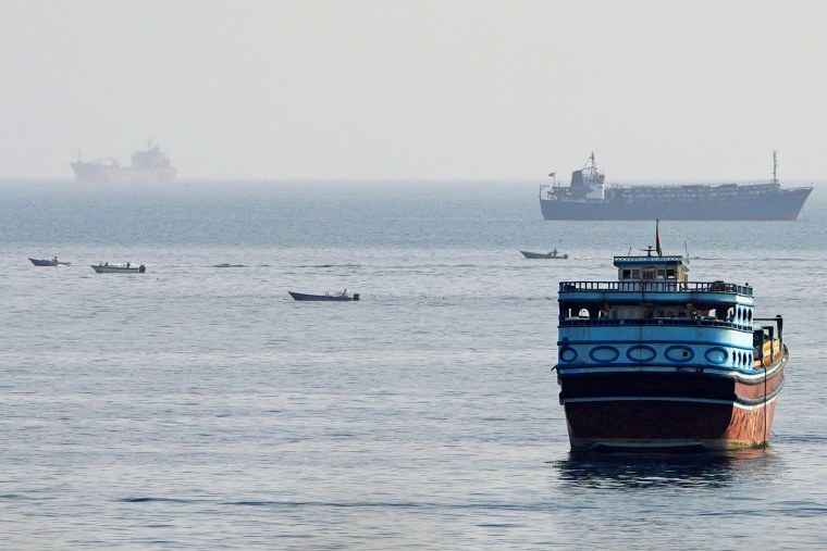 Vessels in the Strait of Hormuz, as seen from Musandam