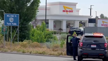 Police and emergency crews at the site of the fatal shooting in Twin Falls