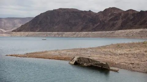 Reuters A World War II-era Higgins landing craft rests on the exposed shoreline at Lake Mead National Recreation Area