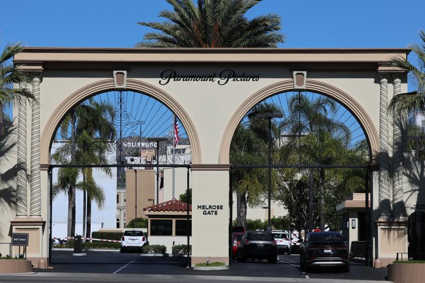 Los Angeles, CA - October 29: An exterior view of Paramount Studios in Los Angeles Wednesday, Oct. 29, 2025. (Allen J. Schaben / Los Angeles Times)