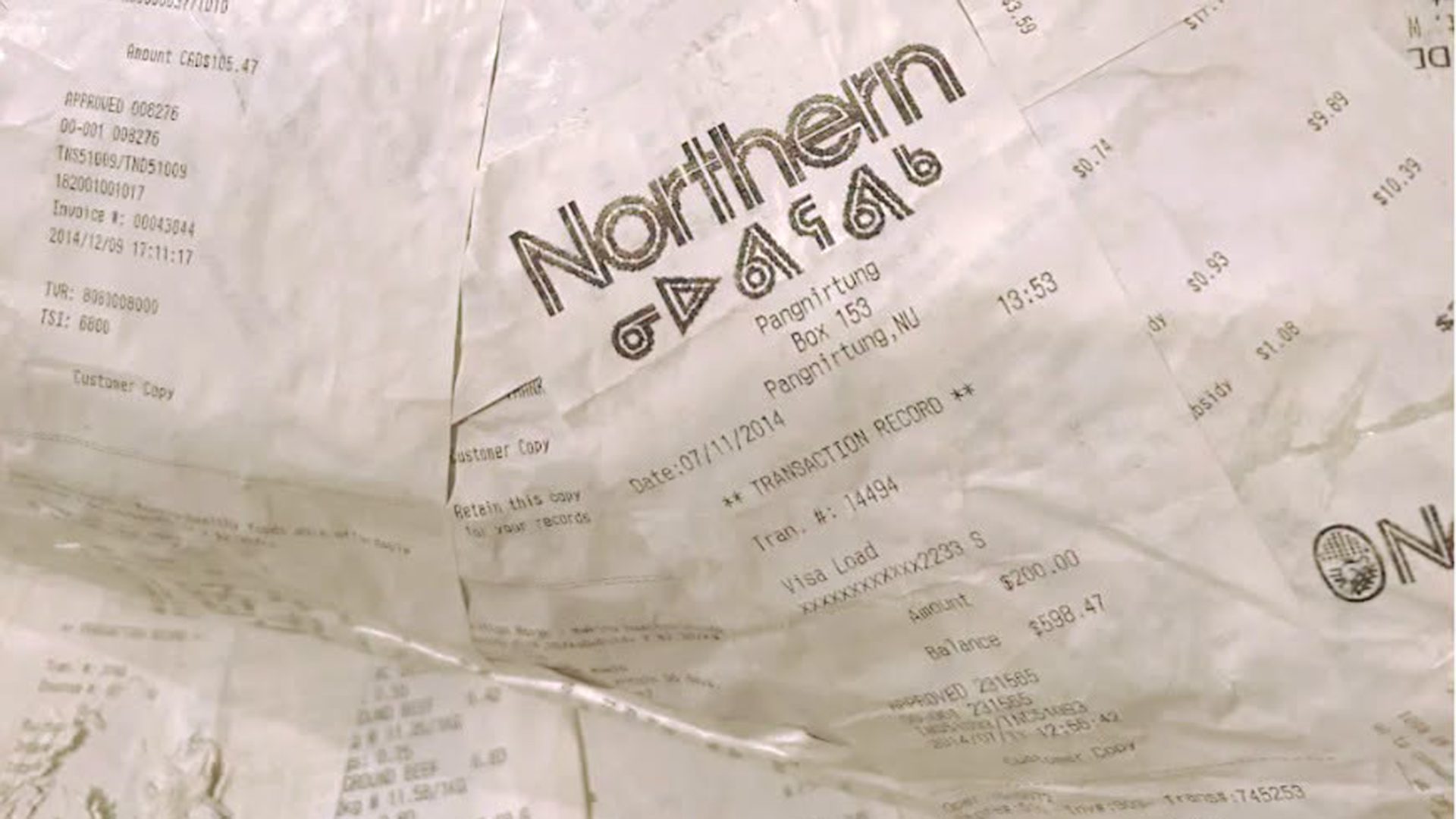 Qajuqturvik Community Food Centre receipts