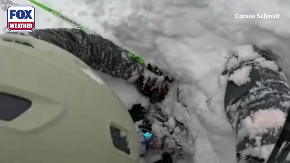 On Feb. 18, a man skiing in Lake Tahoe, California got buried in snow after an avalanche. Two fellow skiers happened to be nearby and saw the man' skis and ski pole sticking up out of the snow and quickly went to work to free him. 