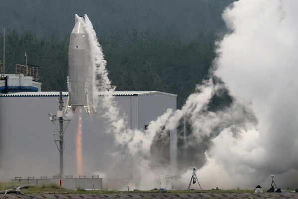 The Reusable Vehicle eXperiment, known as RV-X, is seen in a test launch at the Noshiro Rocket Testing Center of the Japan Aerospace Exploration Agency in Noshiro, northern Japan, Saturday, July 11, 2026. (Naoki Kawano/Kyodo News via AP)