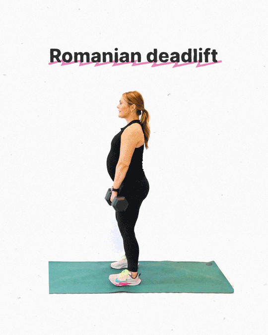 Keskey-Koester demonstrates Romanian deadlifts.