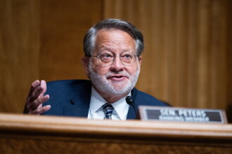 Sen. Gary Peters speaks during a Senate committee meeting.