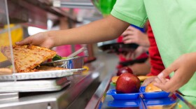 a kid in a school lunch line
