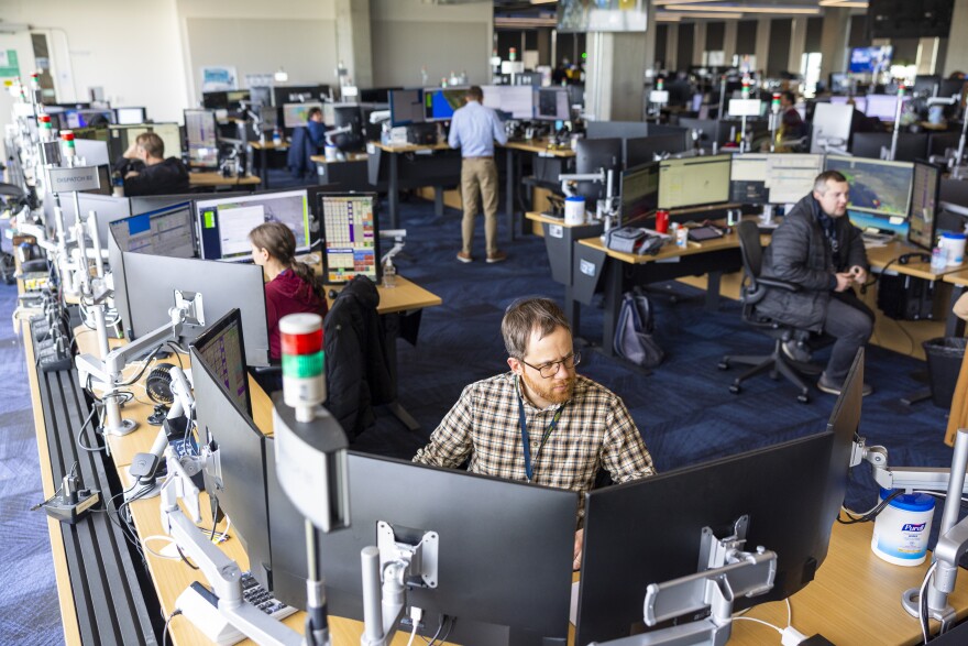 Dispatchers in Alaska Airlines' Network Operations Center near the Seattle-Tacoma International Airport.