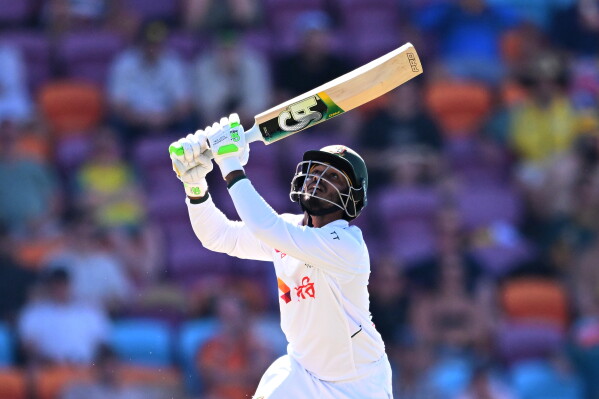 Bangladesh's Tanzid Hasan bats against Australia during their cricket test match in Darwin, Australia, Thursday, Aug. 13, 2026. (James Ross/AAP Image via AP)