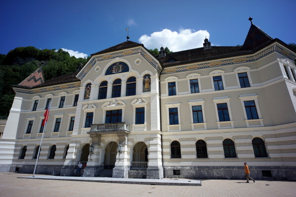 Exterior view of the Liechtenstein Government Building in Vaduz, Liechtenstein on Aug. 18, 2023. (AP Photo/Michael Sohn, File)