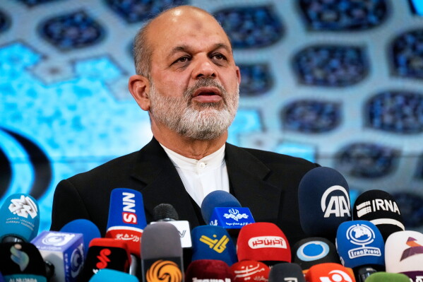 Iran's Interior Minister Ahmad Vahidi briefs the media on elections in Tehran, Iran, on March 4, 2024. (AP Photo/Vahid Salemi, File)
