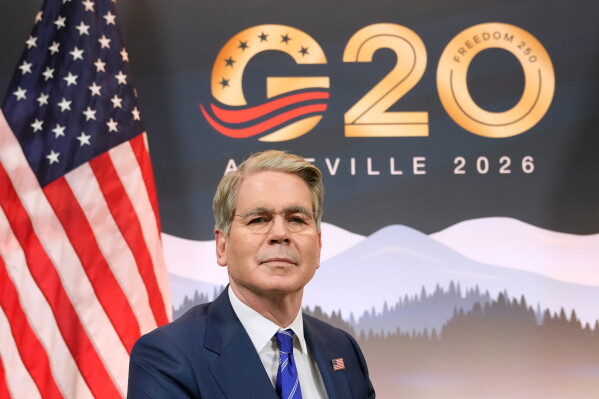 Treasury Secretary Scott Bessent speaks during an interview with The Associated Press in Asheville, N.C., Sunday, Aug. 30, 2026. (AP Photo/Gerald Herbert)