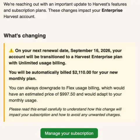 Richard Haldenby A screenshot of an email which notifies the user, Richard Haldenby about changes to the price increase