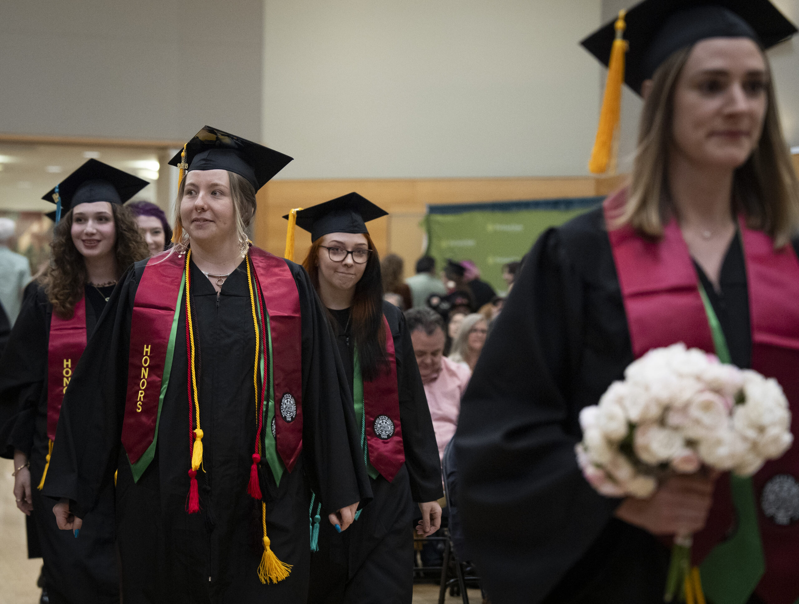 FILE - Portland State University enrolls the most adult learners out of all of Oregon's public universities. PSU graduates attend the University Honors College commencement ceremony at the university on June 11, 2026.