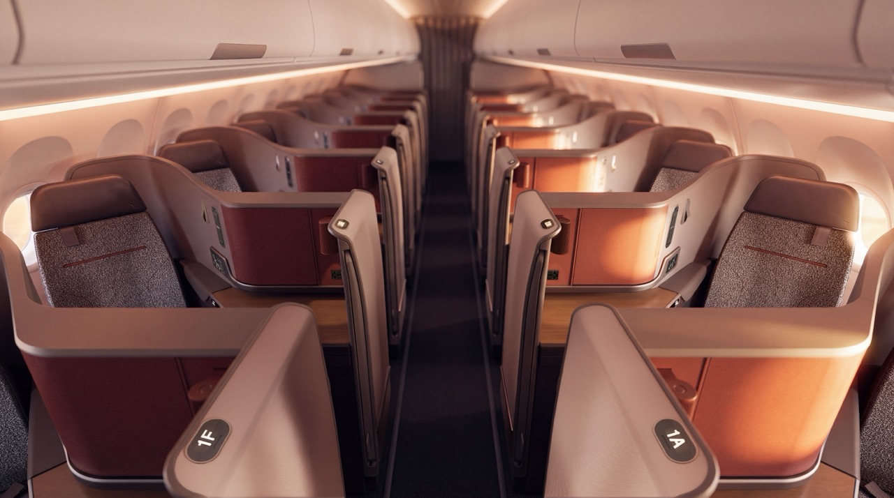 Qantas A321XLR cabin with business class suites