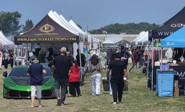 Visitors check out the more than 100 business booths on Saturday, Aug. 8, 2026, at the annual Chicagoland Halal Fest at the Kane County Fairgrounds in St. Charles. (David Sharos/For The Beacon-News)