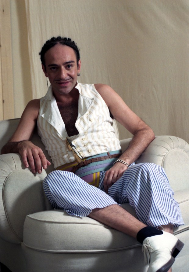The British fashion designer John Galliano in his studio in Paris on July 13, 1995. (AP Photo)