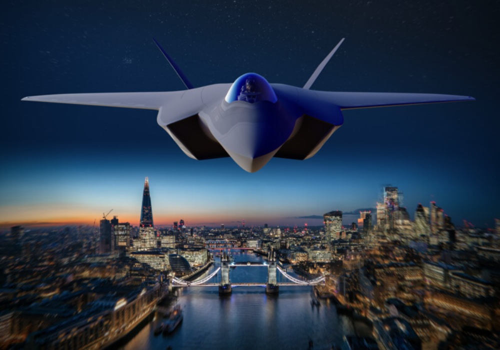 BAE Systems GCAP Tempest demonstrator over London in evening