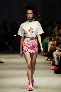 A model walks the runway at Christian Cowan Spring 2023 fashion show on September 13, 2022 in New York, New York. (Photo by Giovanni Giannoni/WWD via Getty Images)
