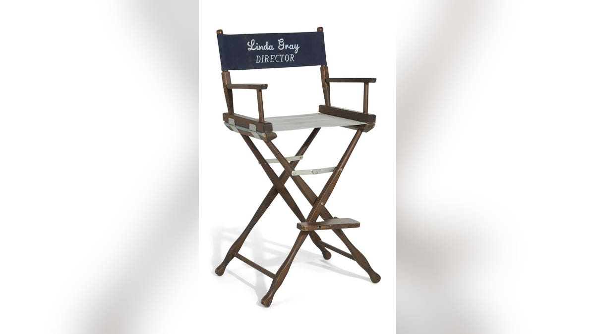 Linda Gray's Dallas director's chair against a white background.