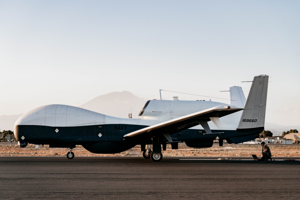 A US Navy-operated MQ-4C Triton HALE UAV (BuNo 169660) on the ground at NAS Sigonella, Italy, on 2 July 2024. Image: US Navy/Alex Delgado